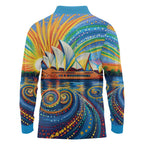 Sydney Opera House Long Sleeve Polo Shirt Aboriginal Dot Painting