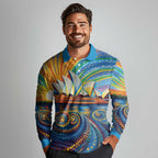Sydney Opera House Long Sleeve Polo Shirt Aboriginal Dot Painting