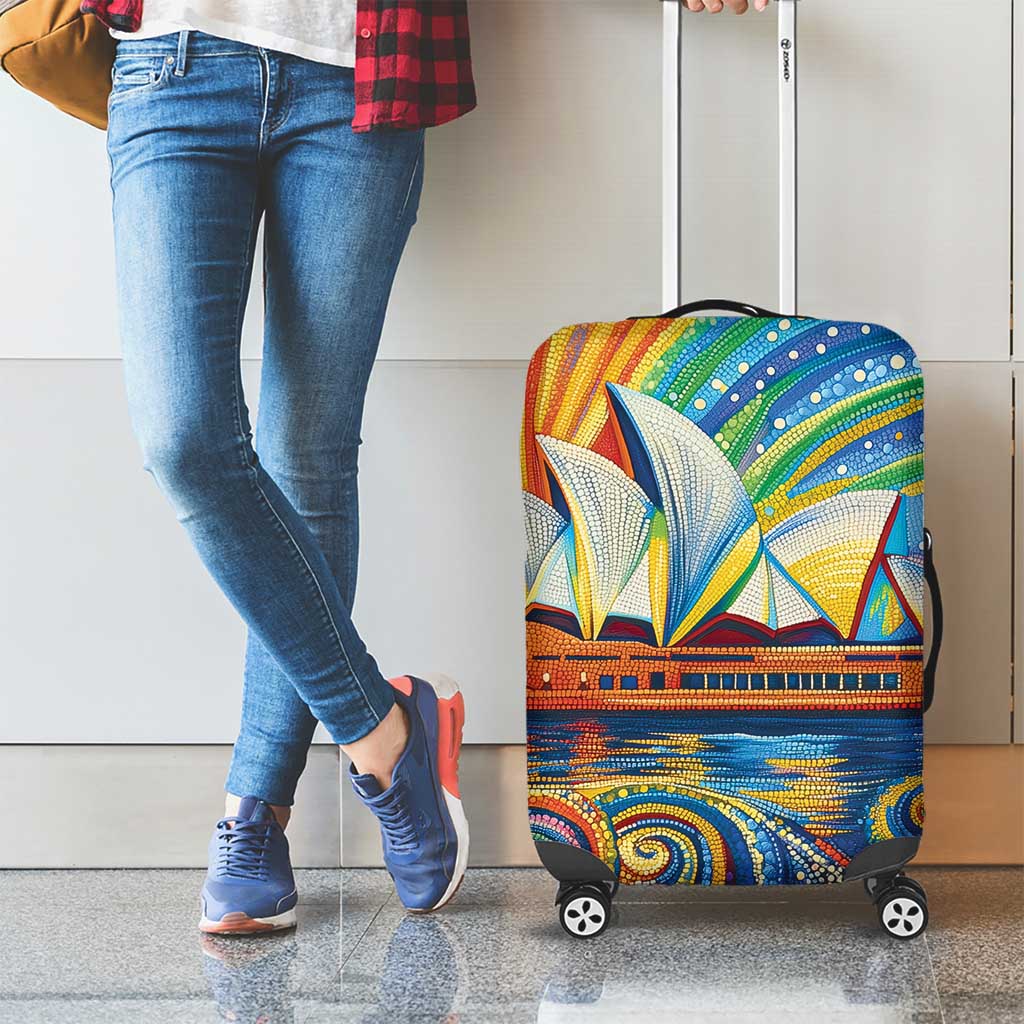 Sydney Opera House Luggage Cover Aboriginal Dot Painting