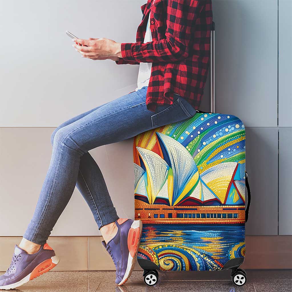 Sydney Opera House Luggage Cover Aboriginal Dot Painting