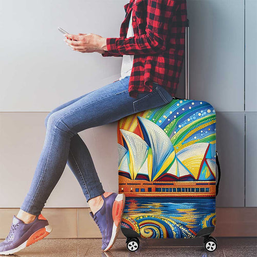 Sydney Opera House Luggage Cover Aboriginal Dot Painting