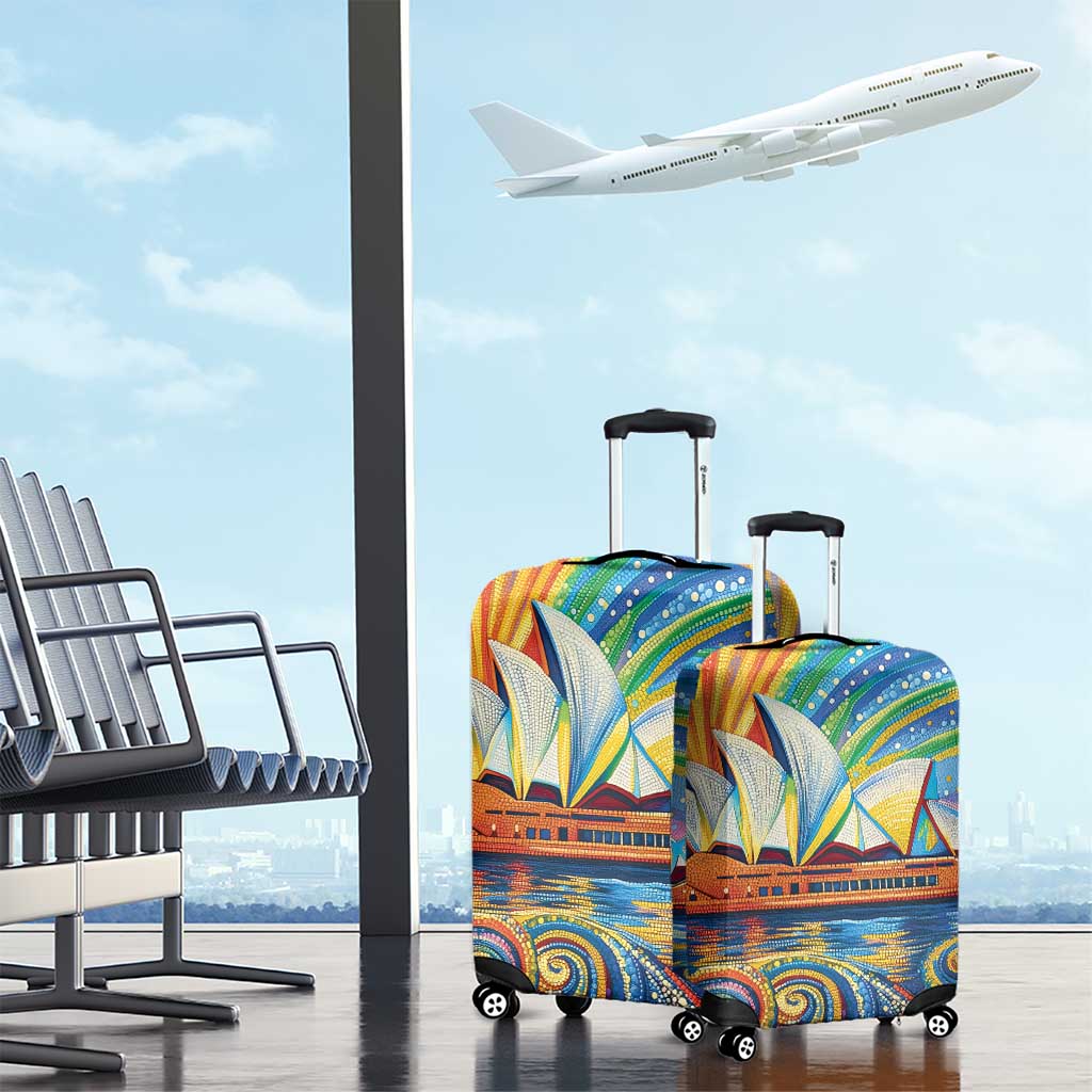 Sydney Opera House Luggage Cover Aboriginal Dot Painting