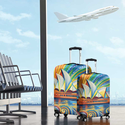 Sydney Opera House Luggage Cover Aboriginal Dot Painting