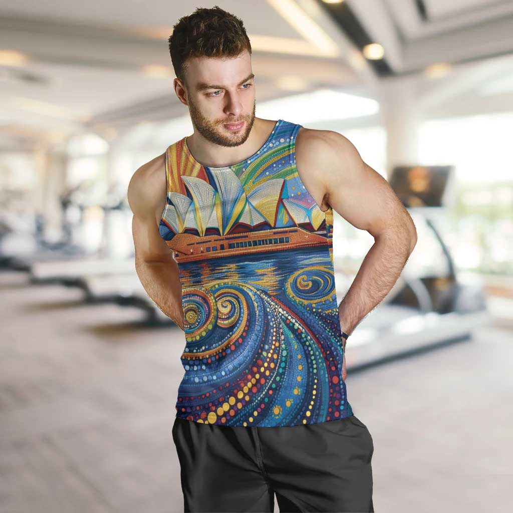 Sydney Opera House Men Tank Top Aboriginal Dot Painting