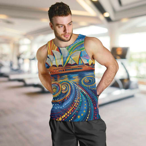 Sydney Opera House Men Tank Top Aboriginal Dot Painting