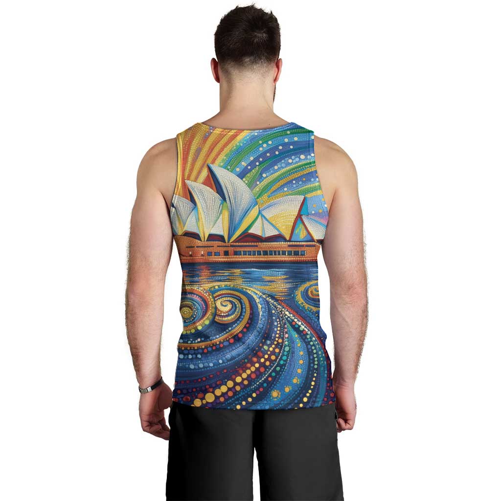 Sydney Opera House Men Tank Top Aboriginal Dot Painting