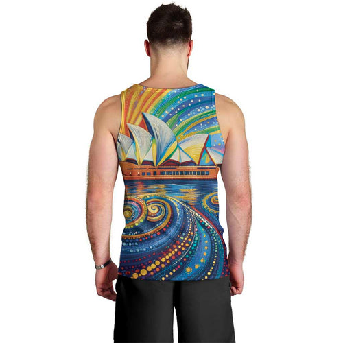 Sydney Opera House Men Tank Top Aboriginal Dot Painting