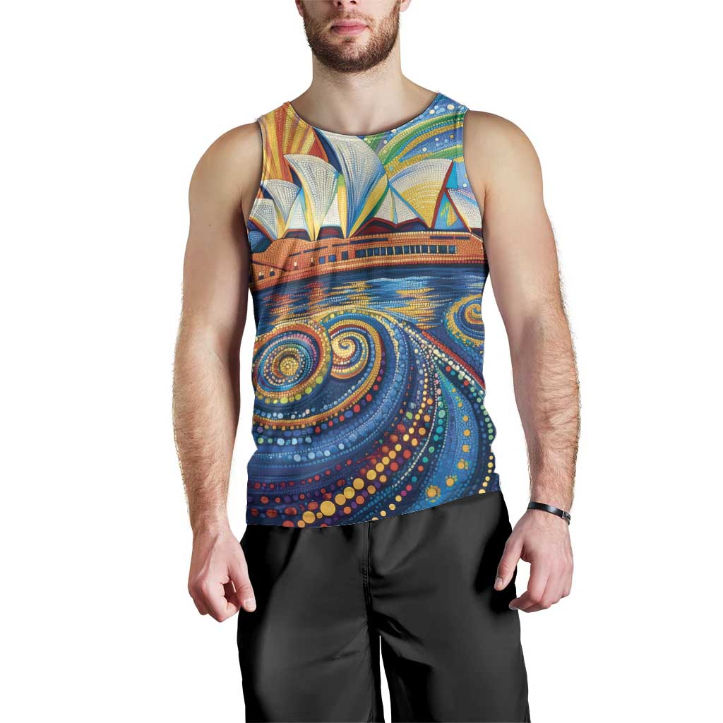 Sydney Opera House Men Tank Top Aboriginal Dot Painting