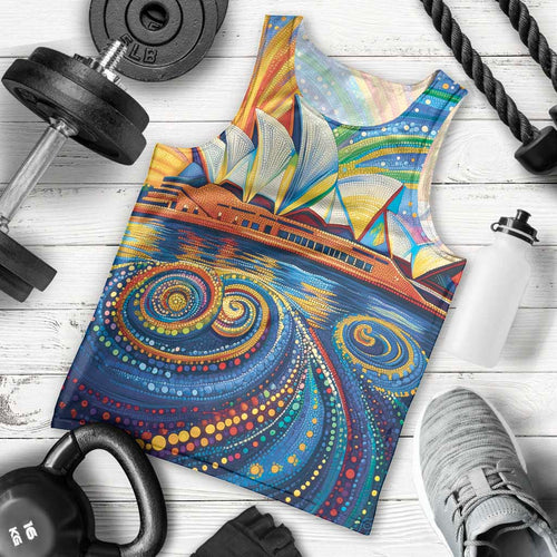 Sydney Opera House Men Tank Top Aboriginal Dot Painting