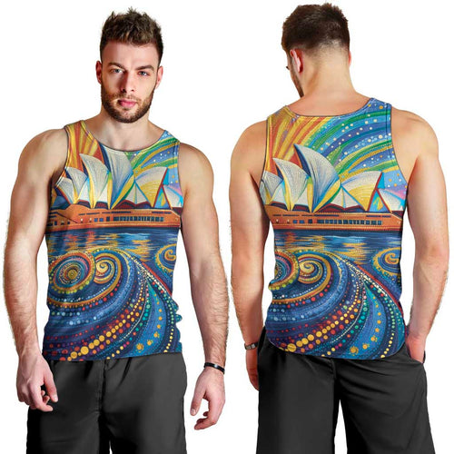 Sydney Opera House Men Tank Top Aboriginal Dot Painting