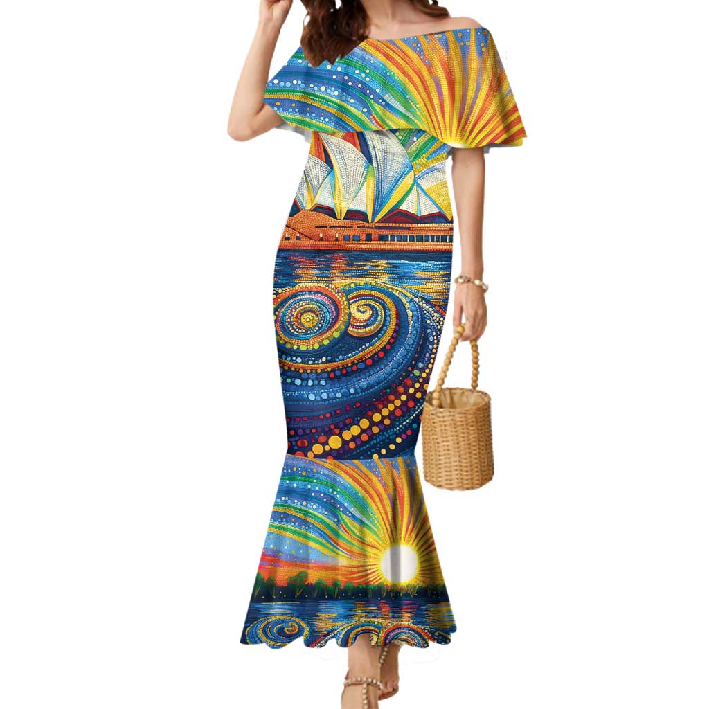 Sydney Opera House Mermaid Dress Aboriginal Dot Painting