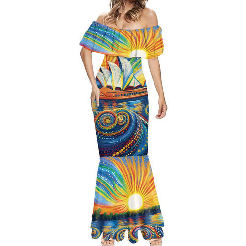 Sydney Opera House Mermaid Dress Aboriginal Dot Painting
