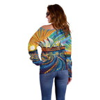 Sydney Opera House Off Shoulder Sweater Aboriginal Dot Painting