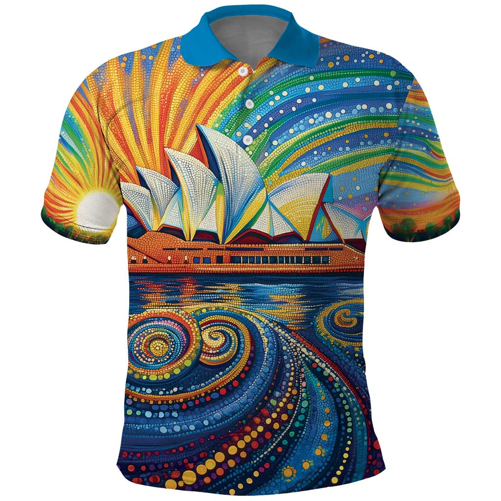 Sydney Opera House Polo Shirt Aboriginal Dot Painting