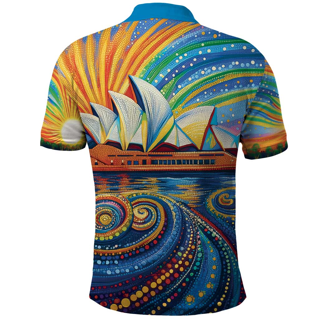 Sydney Opera House Polo Shirt Aboriginal Dot Painting