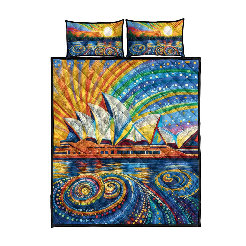 Sydney Opera House Quilt Bed Set Aboriginal Dot Painting