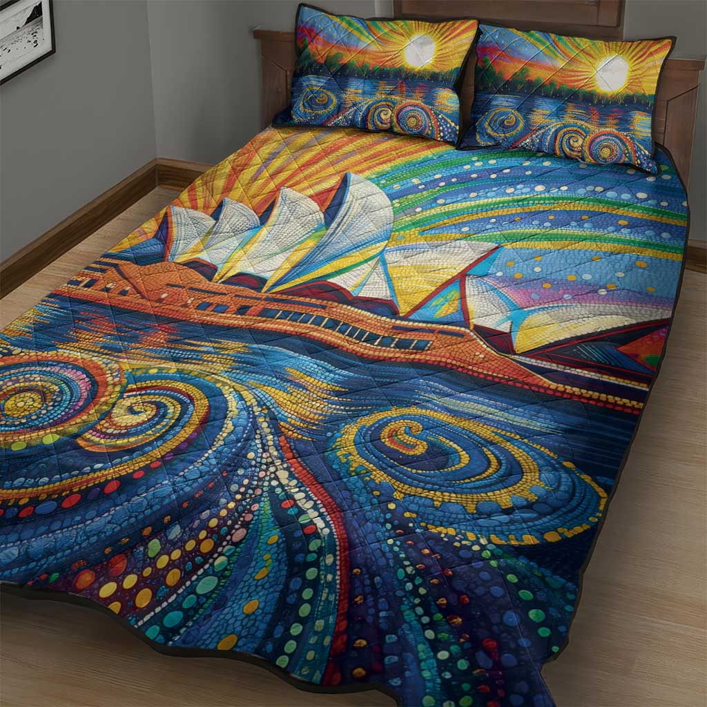 Sydney Opera House Quilt Bed Set Aboriginal Dot Painting