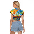 Sydney Opera House Raglan Cropped T Shirt Aboriginal Dot Painting