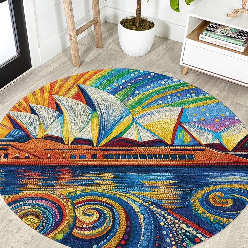 Sydney Opera House Round Carpet Aboriginal Dot Painting
