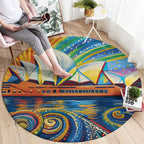 Sydney Opera House Round Carpet Aboriginal Dot Painting