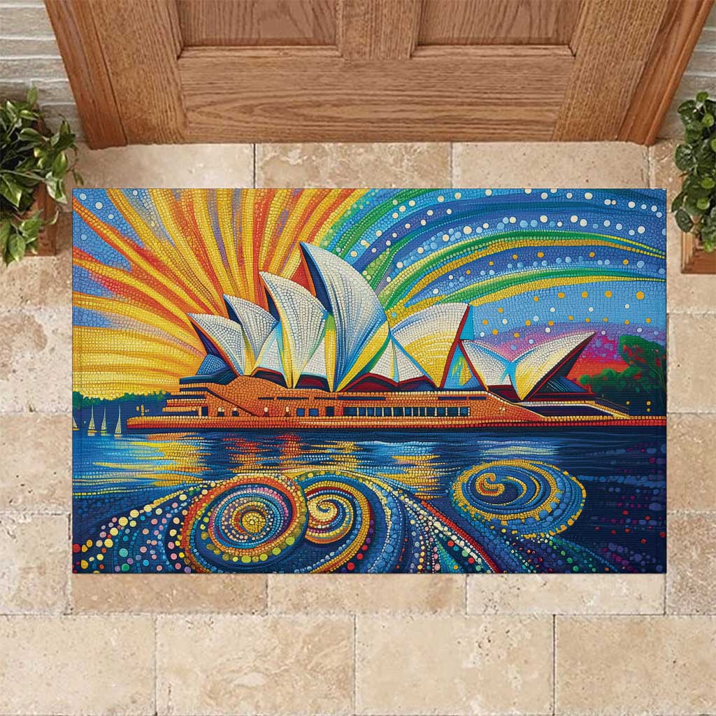 Sydney Opera House Rubber Doormat Aboriginal Dot Painting
