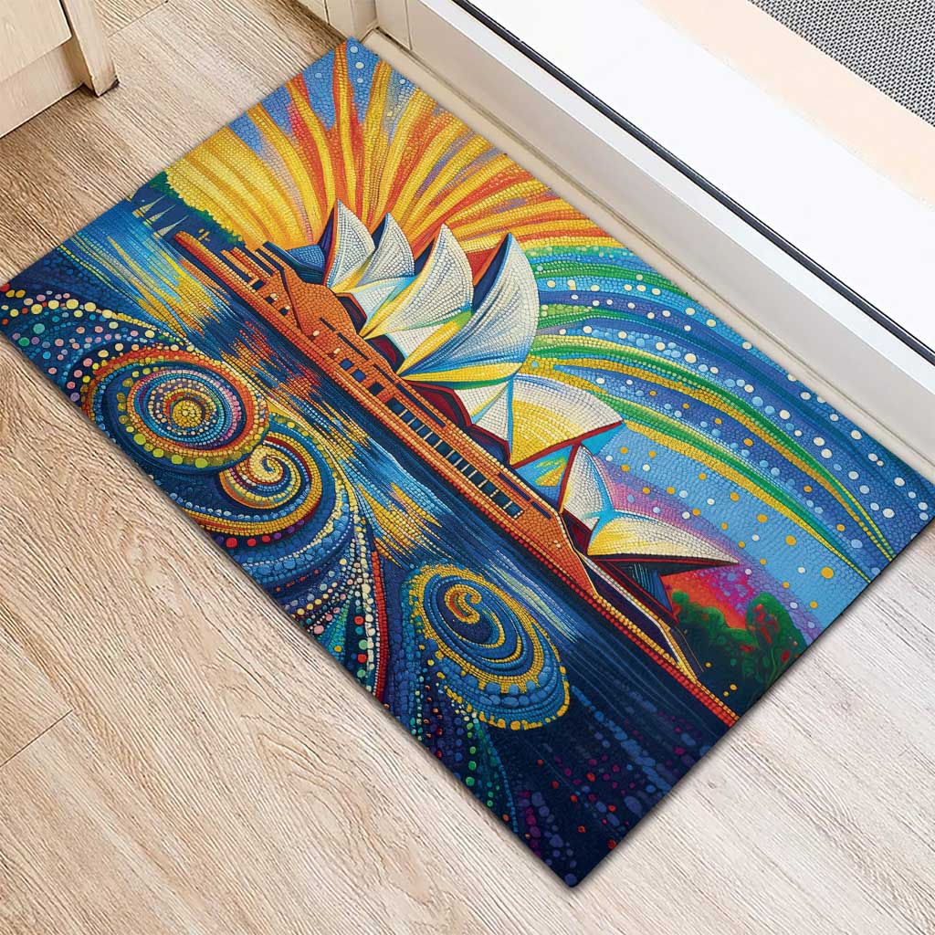 Sydney Opera House Rubber Doormat Aboriginal Dot Painting