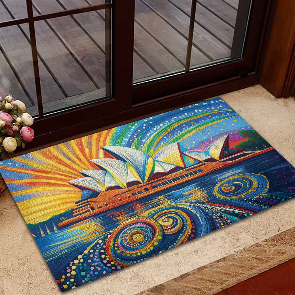 Sydney Opera House Rubber Doormat Aboriginal Dot Painting