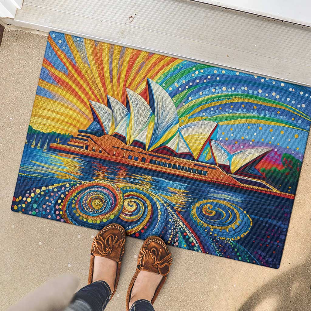 Sydney Opera House Rubber Doormat Aboriginal Dot Painting
