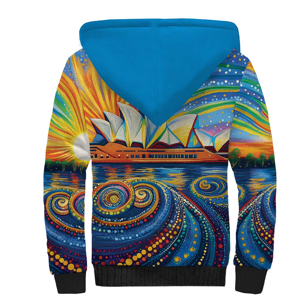 Sydney Opera House Sherpa Hoodie Aboriginal Dot Painting