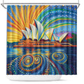 Sydney Opera House Shower Curtain Aboriginal Dot Painting