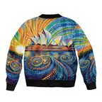 Sydney Opera House Sleeve Zip Bomber Jacket Aboriginal Dot Painting