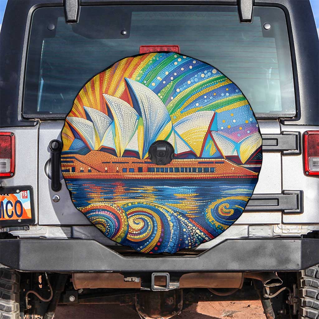 Sydney Opera House Spare Tire Cover Aboriginal Dot Painting