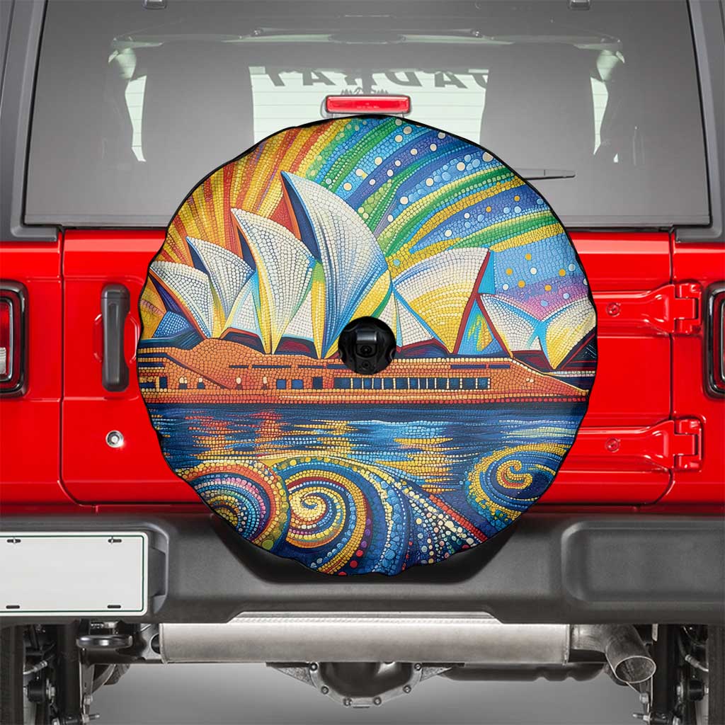 Sydney Opera House Spare Tire Cover Aboriginal Dot Painting