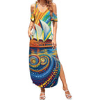 Sydney Opera House Summer Maxi Dress Aboriginal Dot Painting