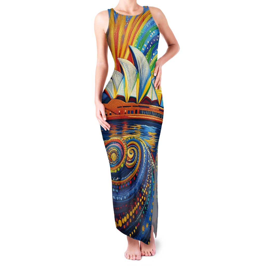 Sydney Opera House Tank Maxi Dress Aboriginal Dot Painting
