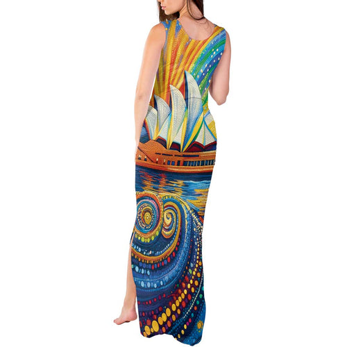 Sydney Opera House Tank Maxi Dress Aboriginal Dot Painting