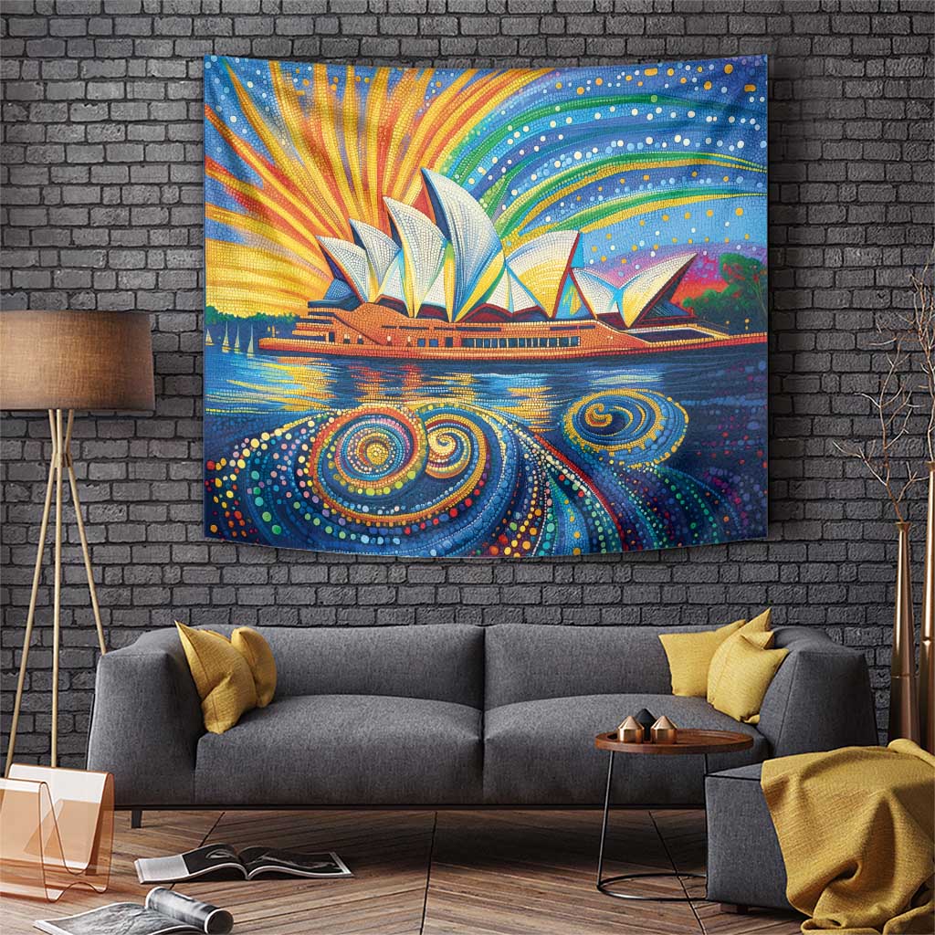 Sydney Opera House Tapestry Aboriginal Dot Painting