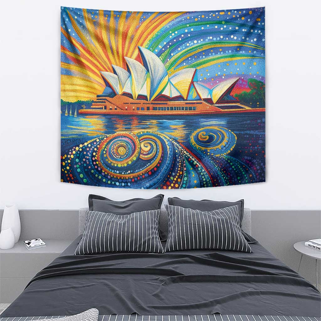 Sydney Opera House Tapestry Aboriginal Dot Painting
