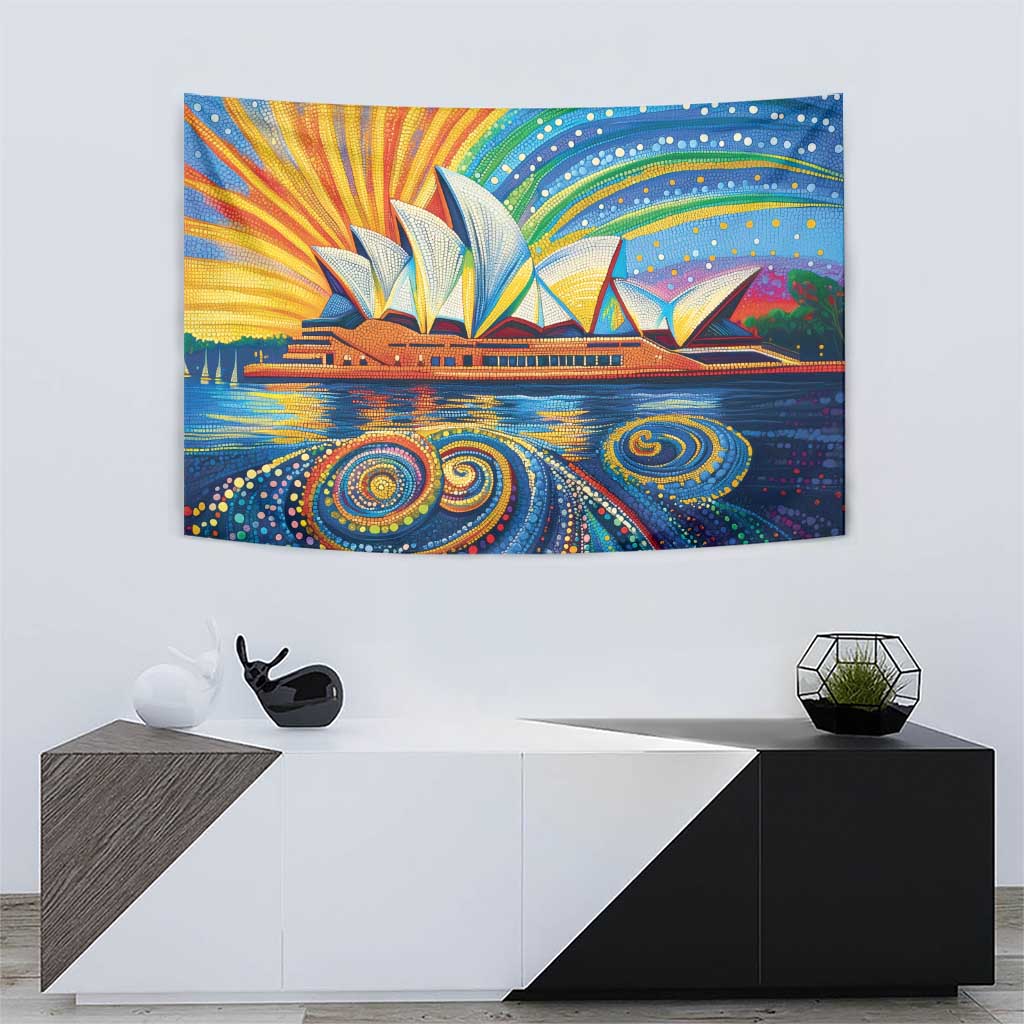 Sydney Opera House Tapestry Aboriginal Dot Painting