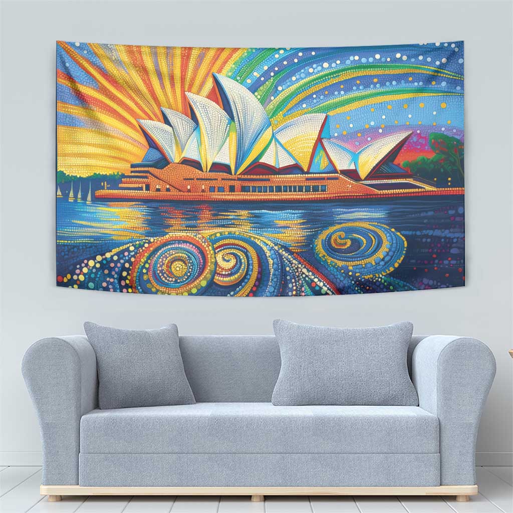 Sydney Opera House Tapestry Aboriginal Dot Painting