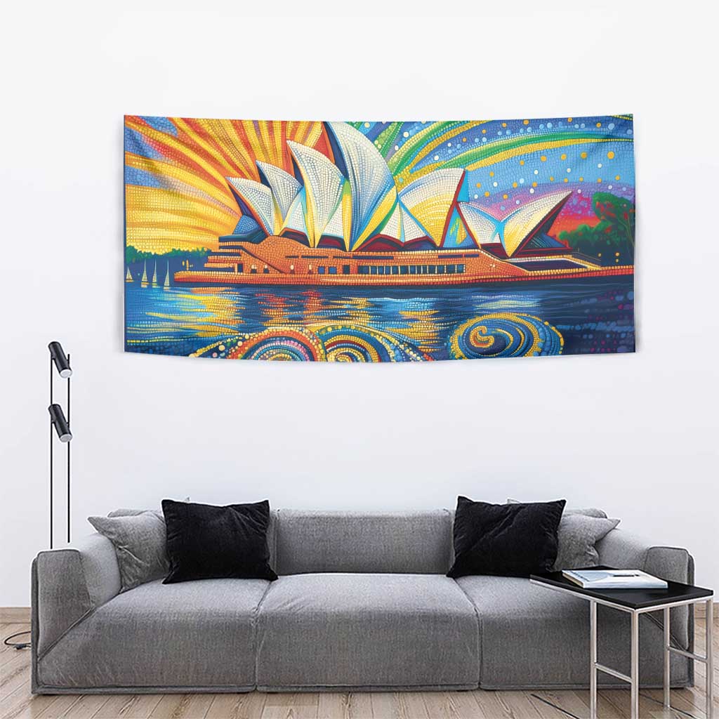 Sydney Opera House Tapestry Aboriginal Dot Painting