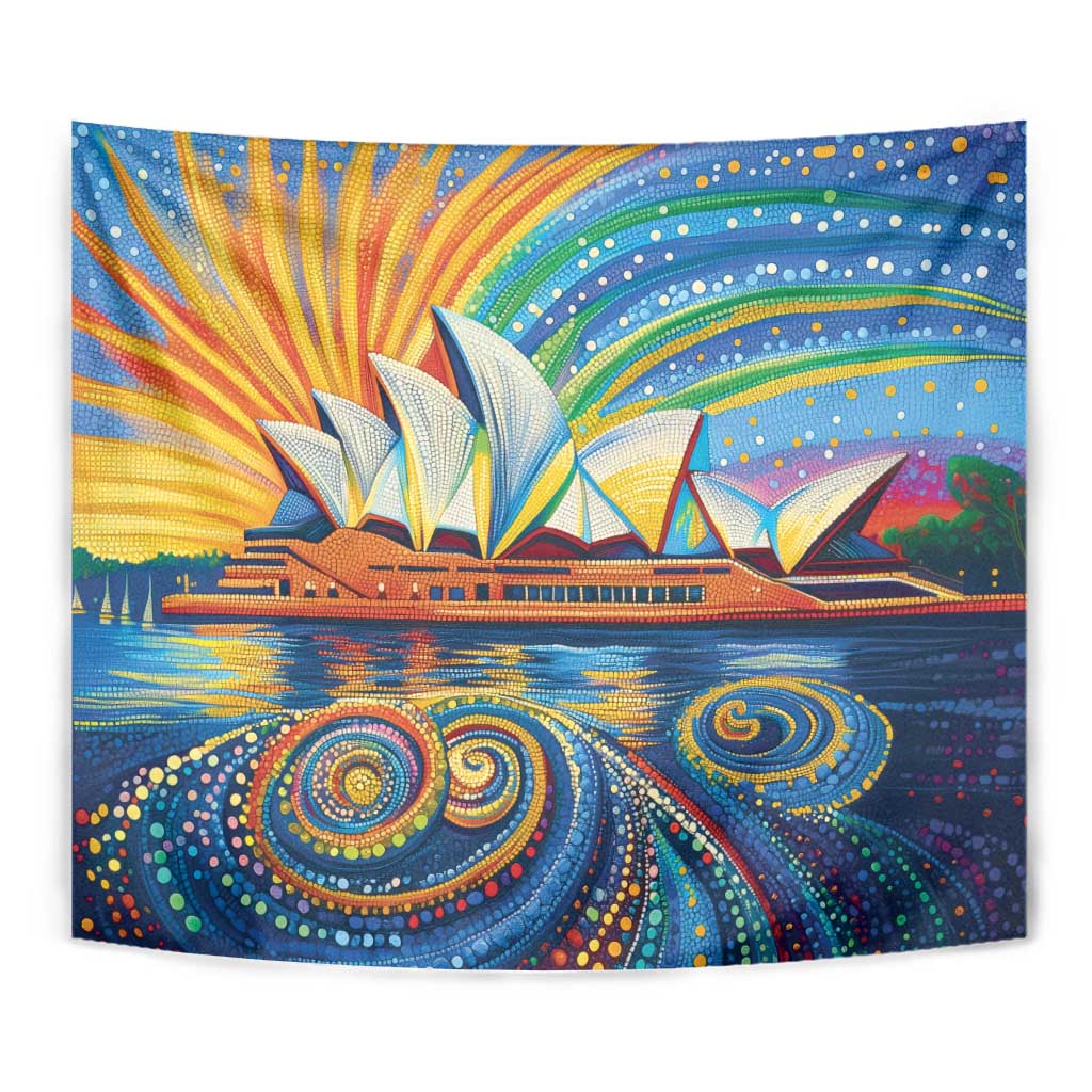 Sydney Opera House Tapestry Aboriginal Dot Painting