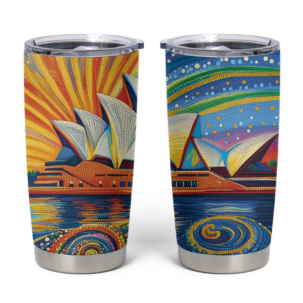 Sydney Opera House Tumbler Cup Aboriginal Dot Painting