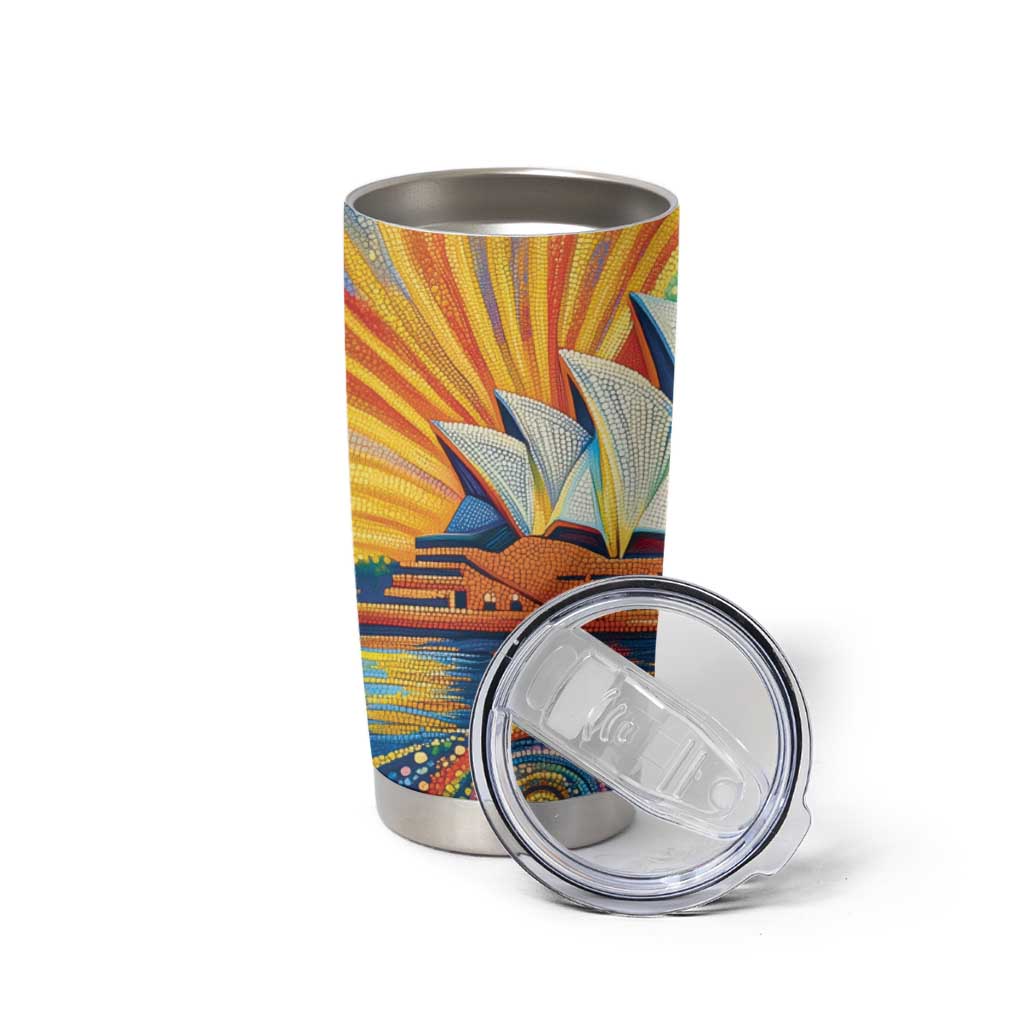 Sydney Opera House Tumbler Cup Aboriginal Dot Painting