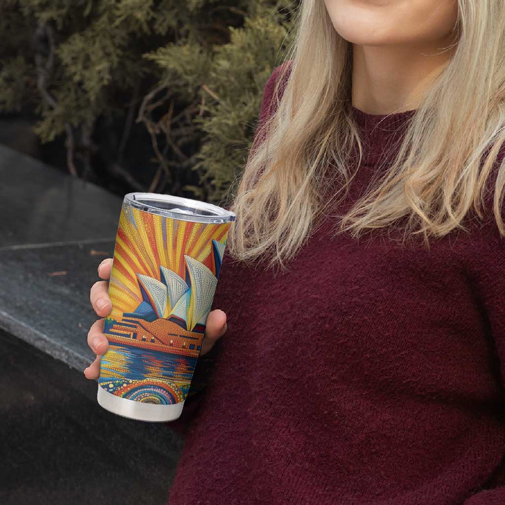 Sydney Opera House Tumbler Cup Aboriginal Dot Painting
