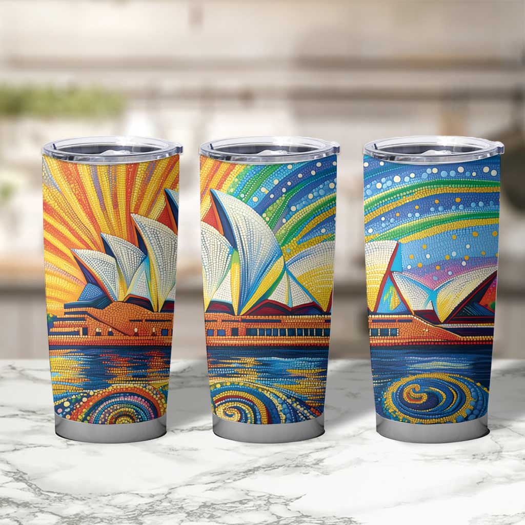 Sydney Opera House Tumbler Cup Aboriginal Dot Painting