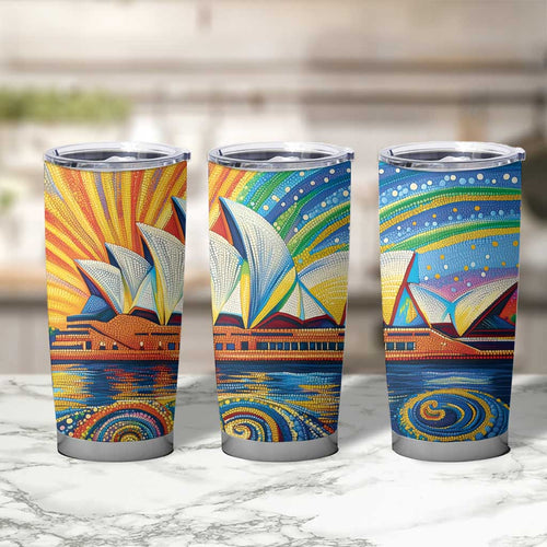 Sydney Opera House Tumbler Cup Aboriginal Dot Painting
