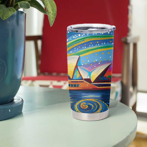 Sydney Opera House Tumbler Cup Aboriginal Dot Painting