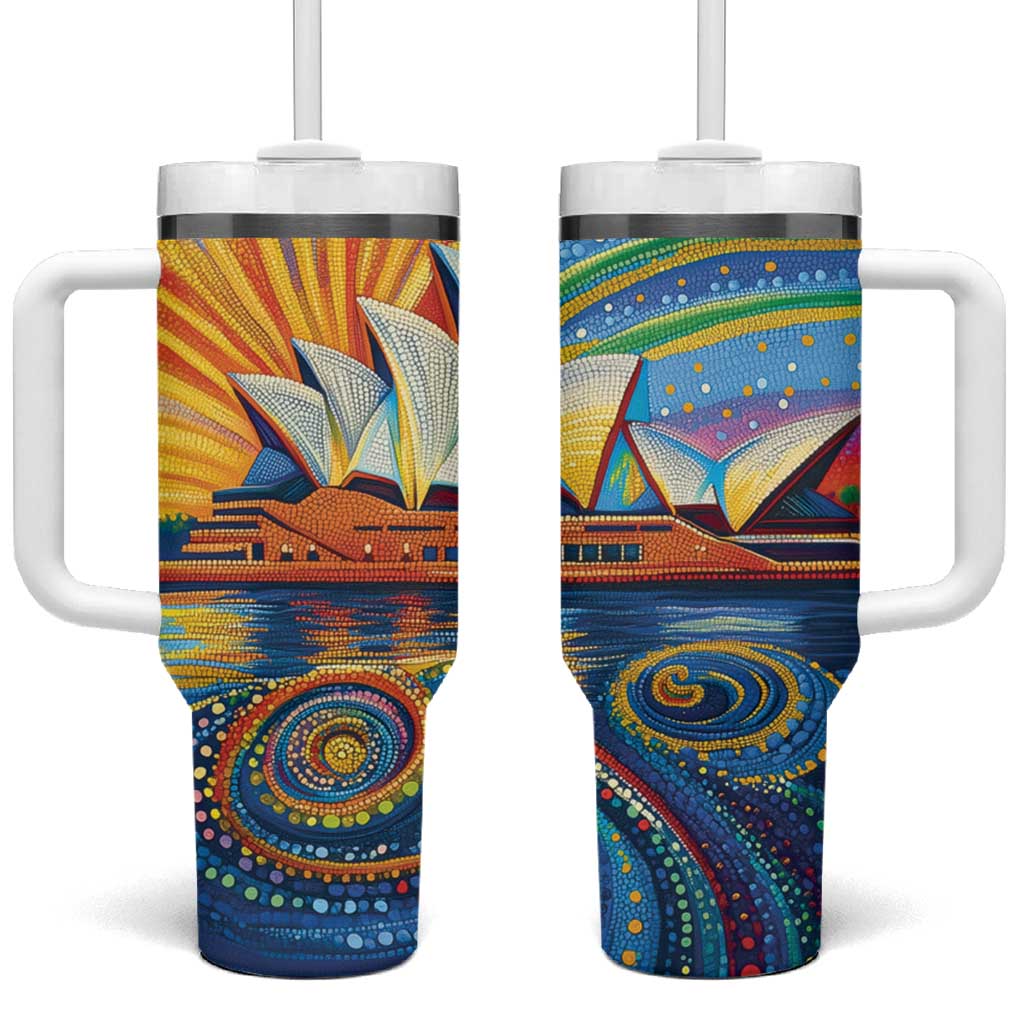 Sydney Opera House Tumbler With Handle Aboriginal Dot Painting