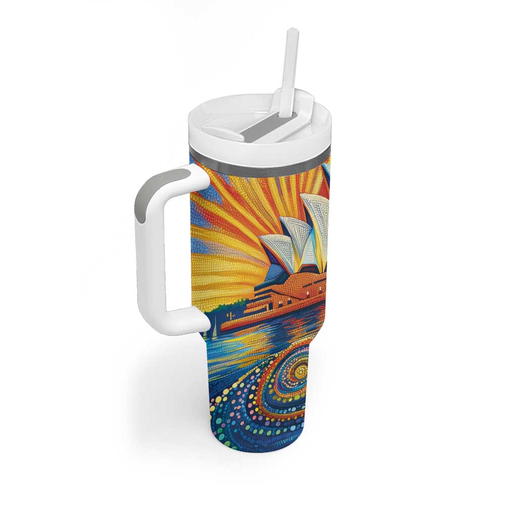 Sydney Opera House Tumbler With Handle Aboriginal Dot Painting